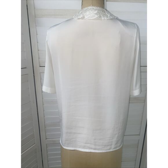 VRG La Chine Classic By Galinda Wang Top Blouse Women’s Off White Pleat Sz Small - Picture 6 of 10